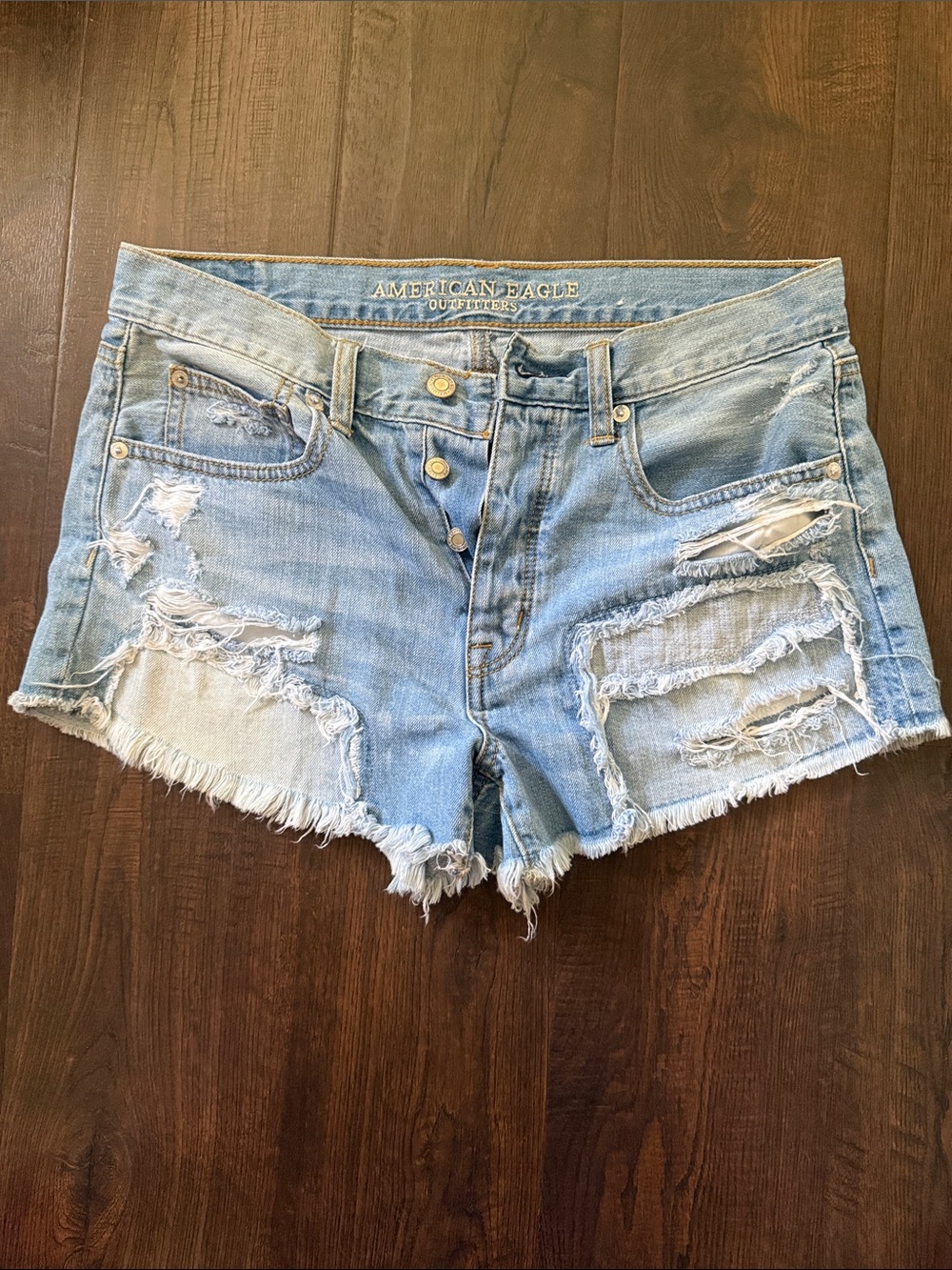 American Eagle Outfitters Light Wash Distressed Jean Shorts